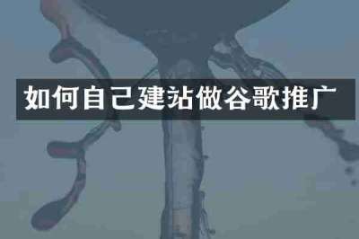 如何自己建站做谷歌推广
