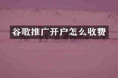 谷歌推广开户怎么收费