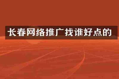长春网络推广找谁好点的