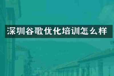深圳谷歌优化培训怎么样