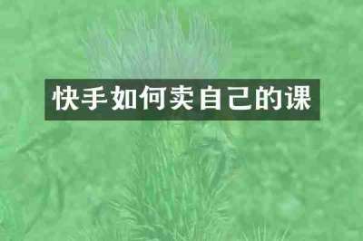 快手如何卖自己的课
