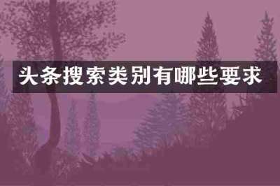 头条搜索类别有哪些要求