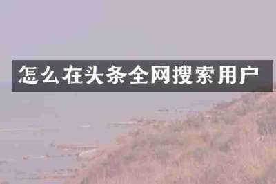 怎么在头条全网搜索用户