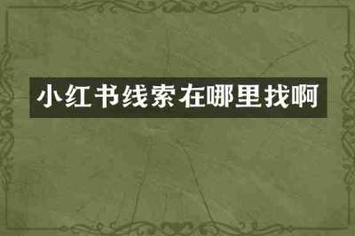 小红书线索在哪里找啊