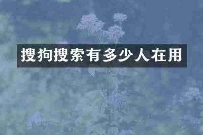 搜狗搜索有多少人在用