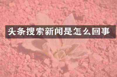 头条搜索新闻是怎么回事