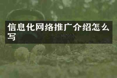 信息化网络推广介绍怎么写