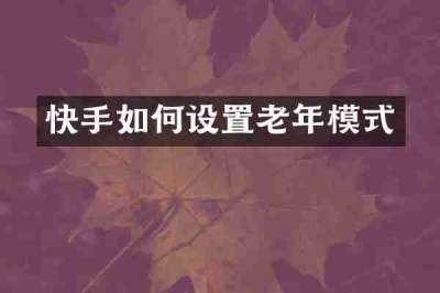 快手如何设置老年模式