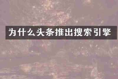 为什么头条推出搜索引擎