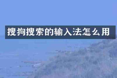 搜狗搜索的输入法怎么用