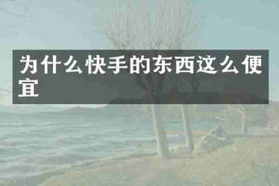 为什么快手的东西这么便宜