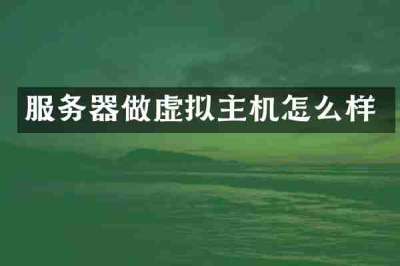 服务器做虚拟主机怎么样