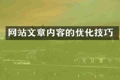 网站文章内容的优化技巧