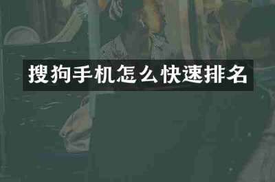 搜狗手机怎么快速排名