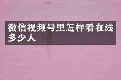 微信视频号里怎样看在线多少人