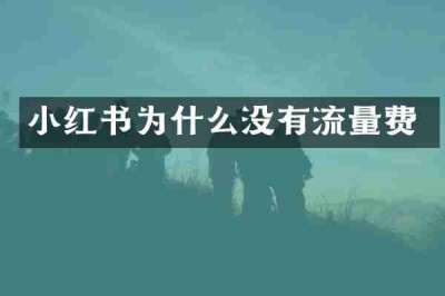 小红书为什么没有流量费