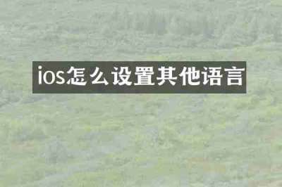 ios怎么设置其他语言