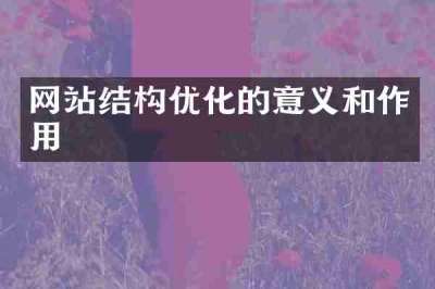 网站结构优化的意义和作用
