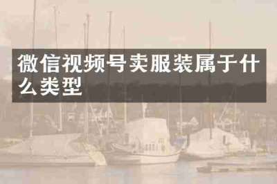 微信视频号卖服装属于什么类型