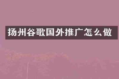 扬州谷歌国外推广怎么做