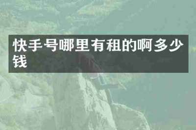 快手号哪里有租的啊多少钱