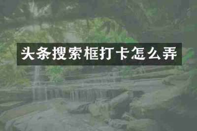 头条搜索框打卡怎么弄