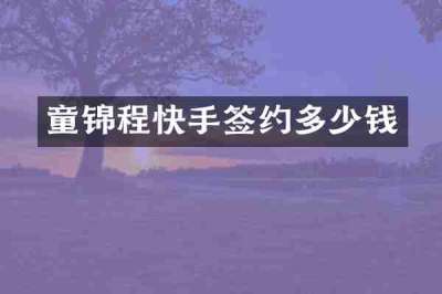 童锦程快手签约多少钱