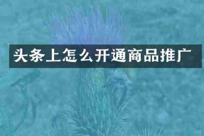 头条上怎么开通商品推广