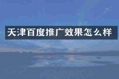 天津百度推广效果怎么样
