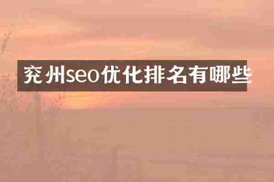 兖州seo优化排名有哪些