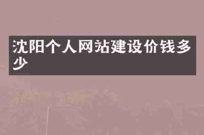 沈阳个人网站建设价钱多少