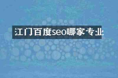 江门百度seo哪家专业