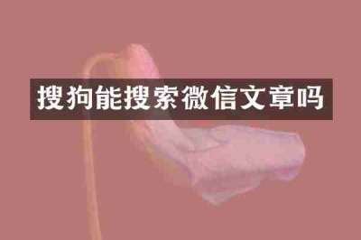 搜狗能搜索微信文章吗