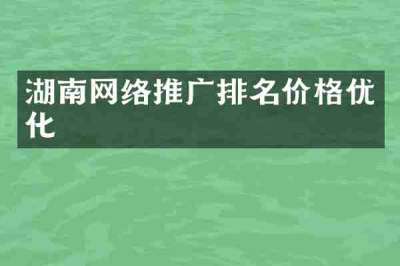 湖南网络推广排名价格优化
