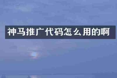 神马推广代码怎么用的啊