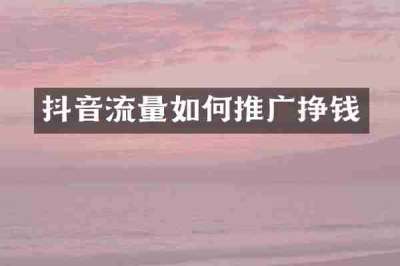 抖音流量如何推广挣钱