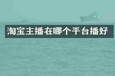 淘宝主播在哪个平台播好