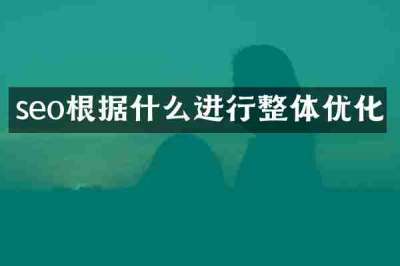 seo根据什么进行整体优化