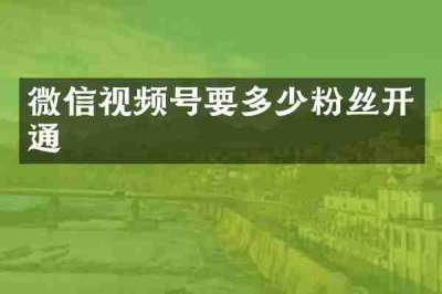 微信视频号要多少粉丝开通