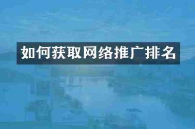 如何获取网络推广排名