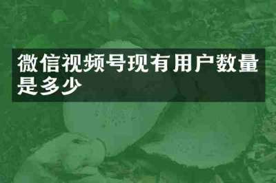 微信视频号现有用户数量是多少