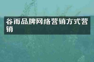 谷雨品牌网络营销方式营销