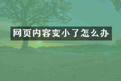 网页内容变小了怎么办
