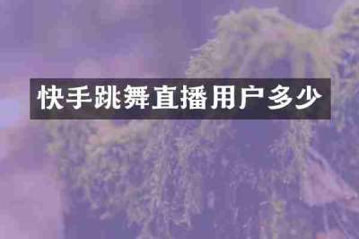 快手跳舞直播用户多少