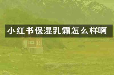 小红书保湿乳霜怎么样啊