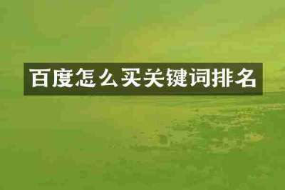 百度怎么买关键词排名