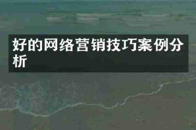 好的网络营销技巧案例分析