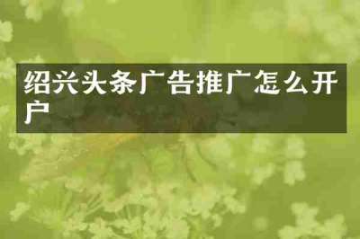 绍兴头条广告推广怎么开户