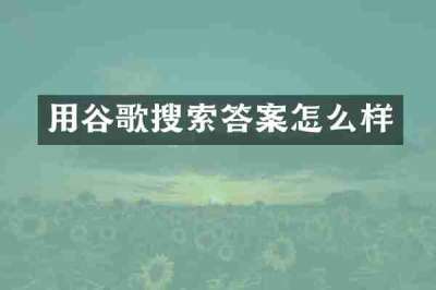用谷歌搜索答案怎么样