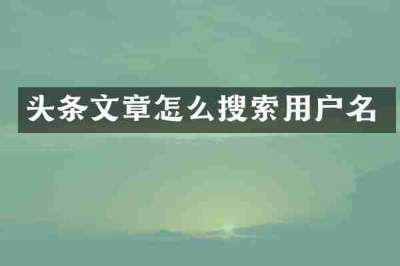 头条文章怎么搜索用户名